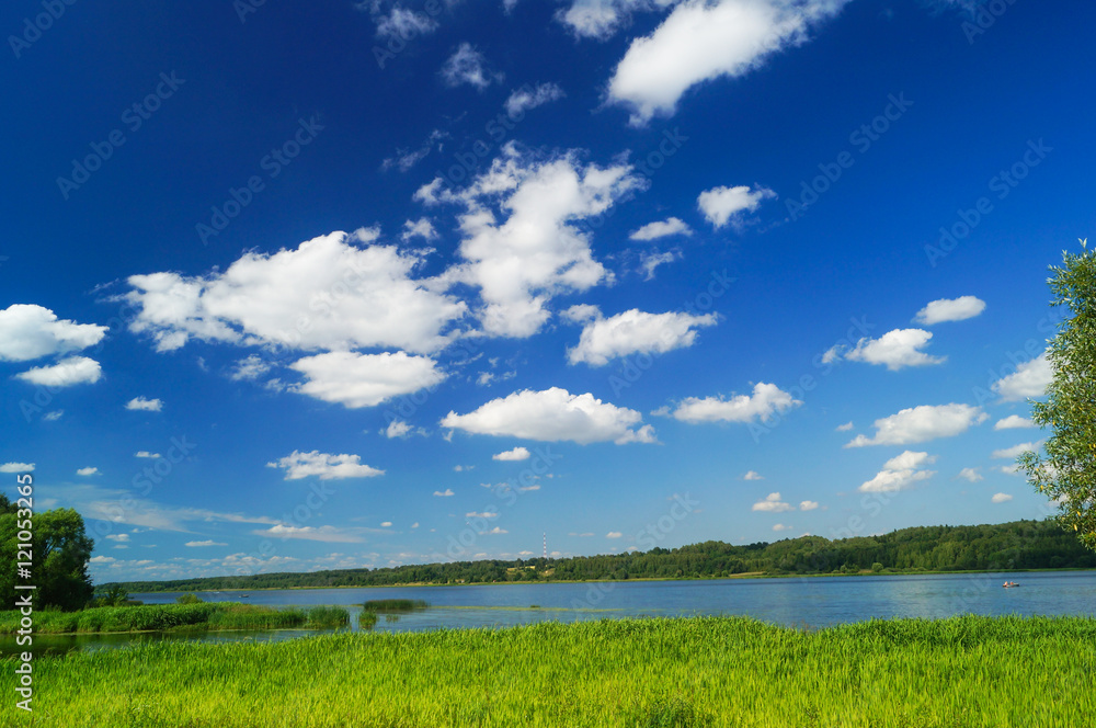 green field and blue sky green field and blue sky