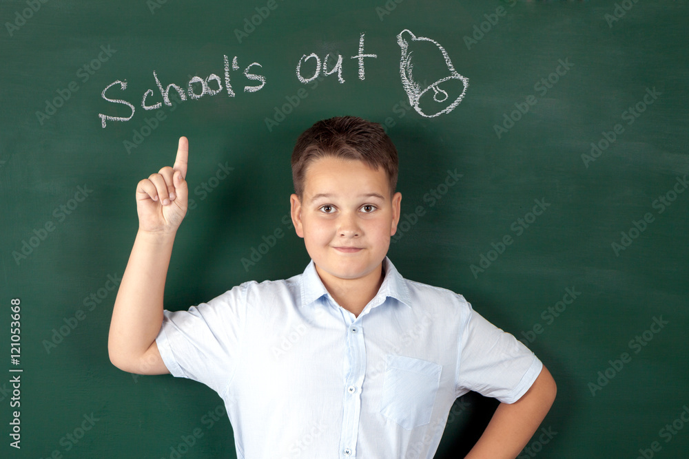 boy in a shirt with school boards boy in a shirt with school boards