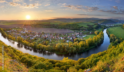 Photos Spring Slovakia panorama landscape with river Hron.