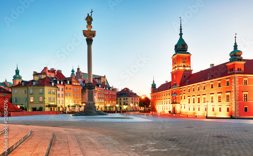 Warsaw, Old town square at night, Poland, nobody