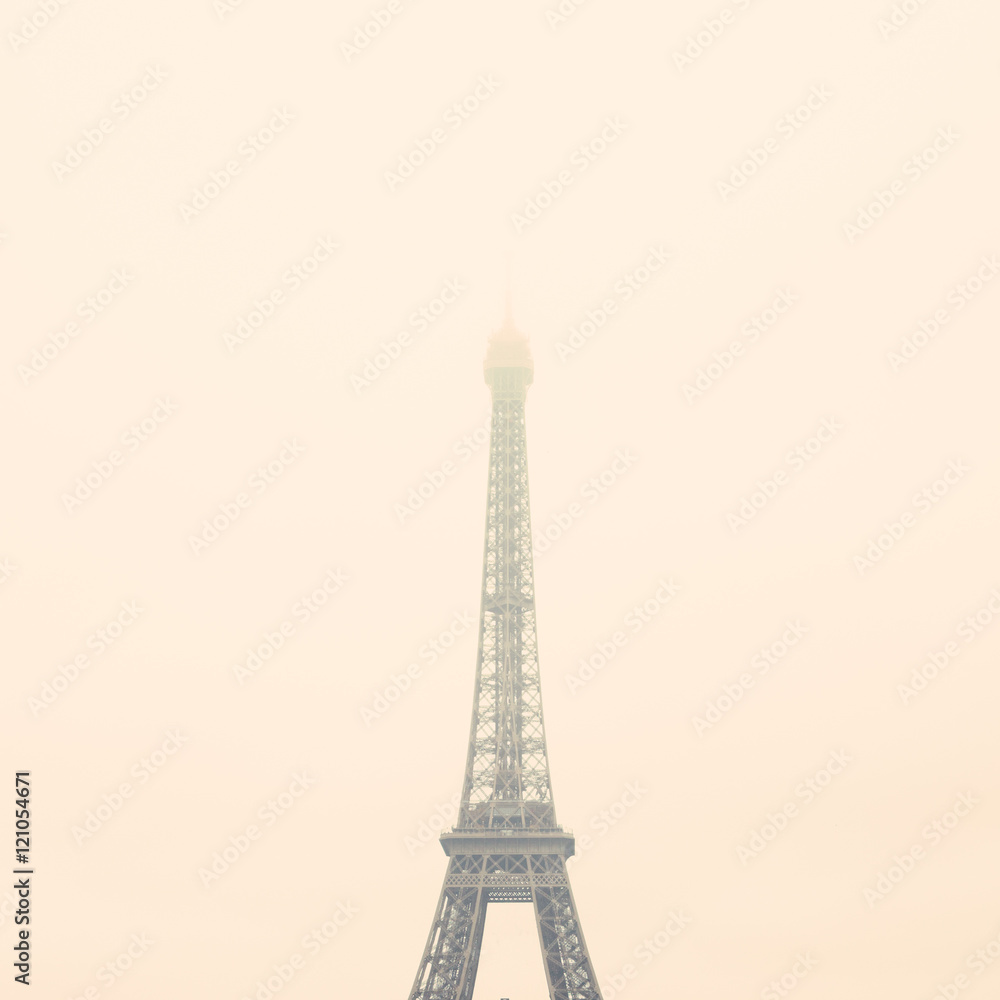 Vintage hazy Eiffel Tower