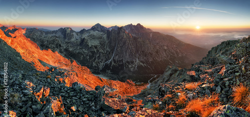 Slovakia mountain sunrise panorama at summer, Slavkovsky stit. © TTstudio