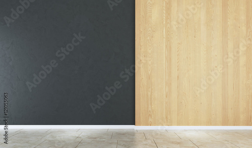 Empty room with wood and plaster wall photo