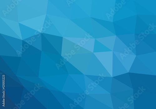 Colorful background consisting of light and dark blue triangles. Mosaic backdrop of geometric elements. Abstract stacked pattern