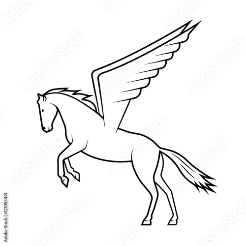 Fototapeta Naklejka Na Ścianę i Meble -  mythical horse Pegasus on a white background