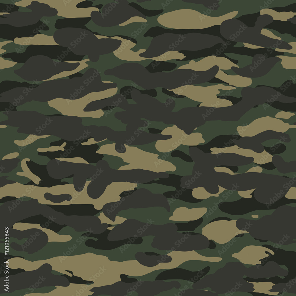 Seamless wide fashion woodland camo pattern vector Stock Vector