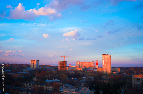 the sky above the town