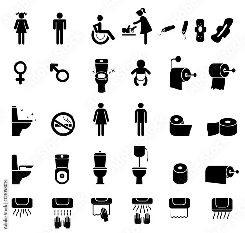 Toilet icons. Bathroom.