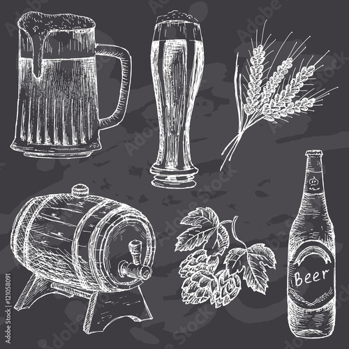 Vintage beer on chalk board