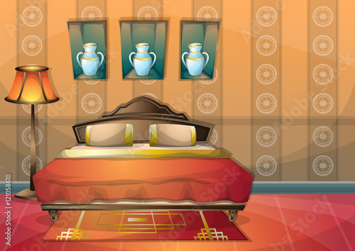 cartoon vector illustration interior chinese room with separated layers in 2d graphic