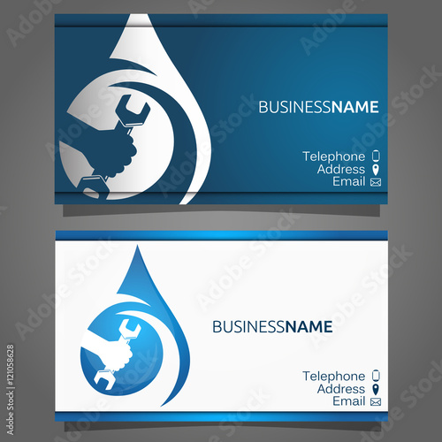 Business card for repair of plumbing and sanitary ware