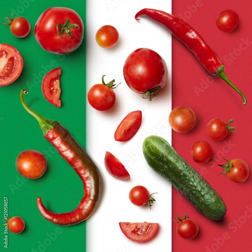 vegetables on the Italian tricolor