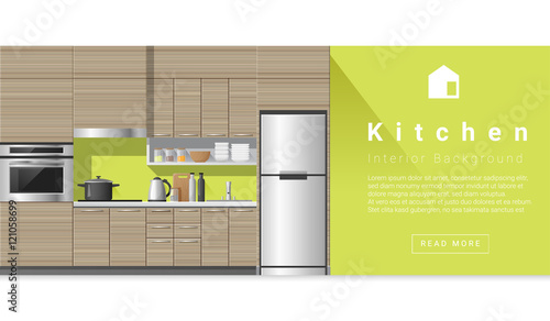 Interior design Modern kitchen background , vector, illustration