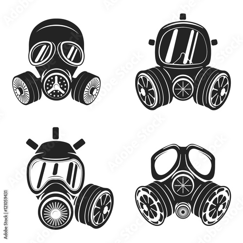 Set of gas masks isolated on white background. Design element fo