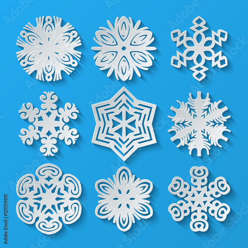 Collection of paper snowflakes. Vector illustration