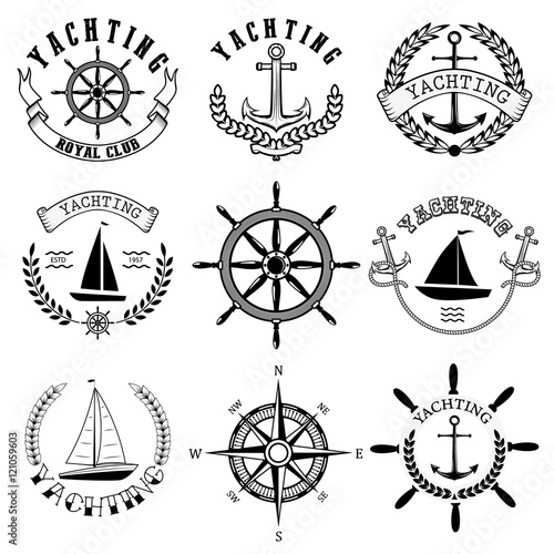 Yachting club labels. Yacht club. Nautical emblems.