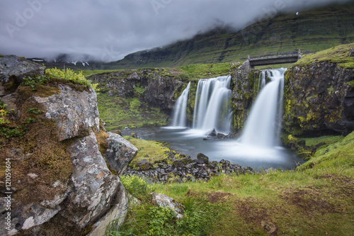 stoned ghost with waterfall in Iceland