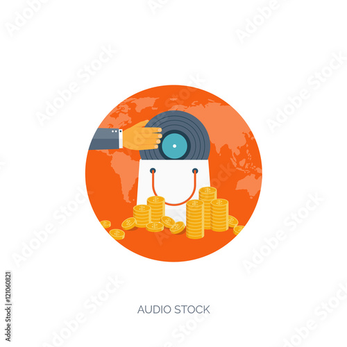 Flat vector illustration background. Coins,money making. Web payments.World currency. Internet store, shopping. Pay per click. Business.