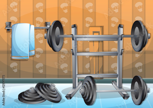 cartoon vector illustration interior fitness room with separated layers in 2d graphic