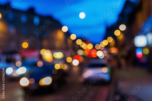 Fotografie city traffic at night out of focus