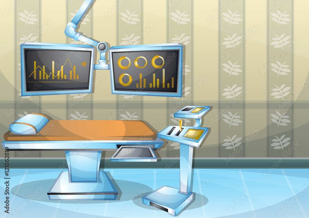 cartoon vector illustration interior surgery operation room with ...