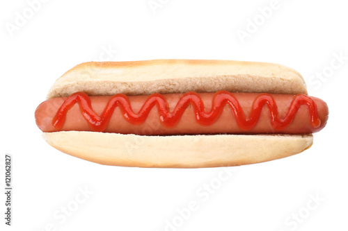 фотографія Hot Dog with ketchup, isolated on white