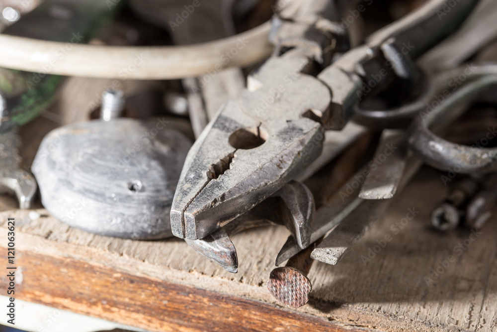 old pliers on shelf old pliers on shelf