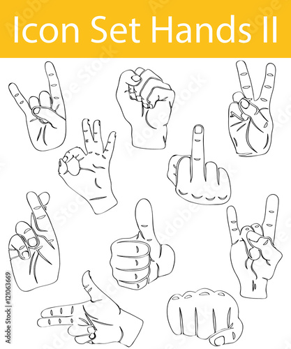 Drawn Doodle Lined Icon Set Hands II