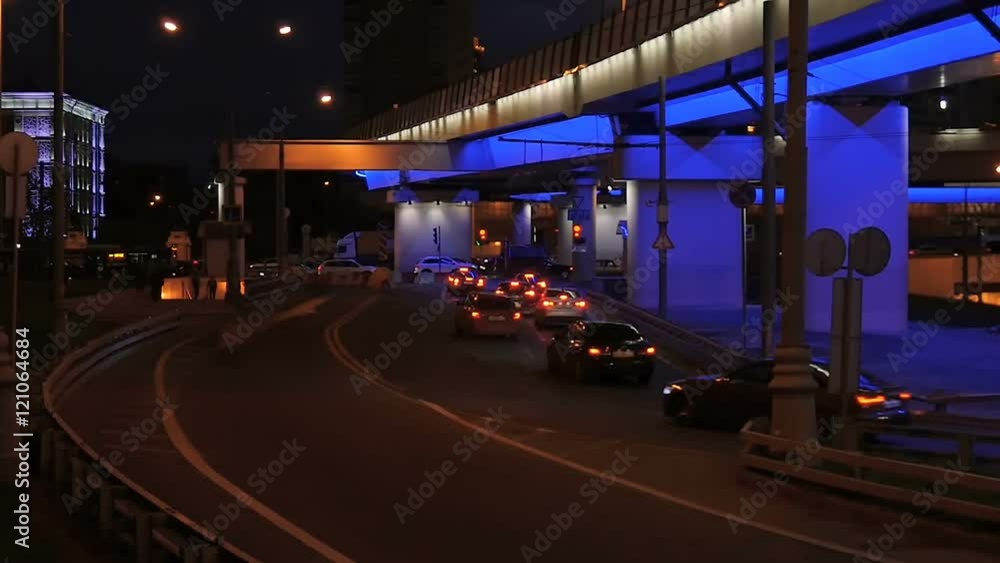 The movement of cars in the evening. The movement of cars in the evening.