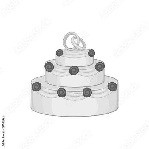 Wedding cake icon in black monochrome style on a white background vector illustration