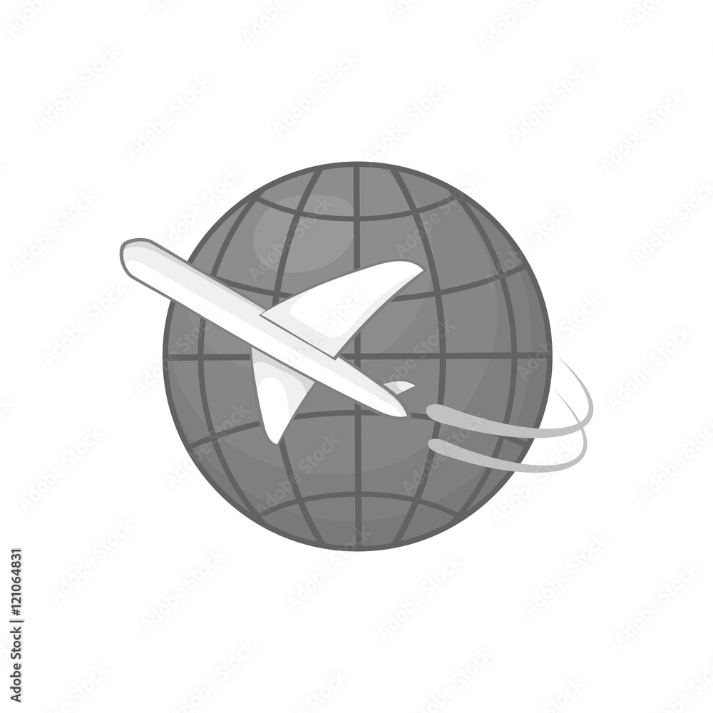 Travelling by plane icon in black monochrome style on a white background vector illustration Travelling by plane icon in black monochrome style on a white background vector illustration