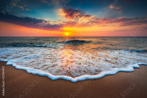 Obraz zachód słońca nad morzem