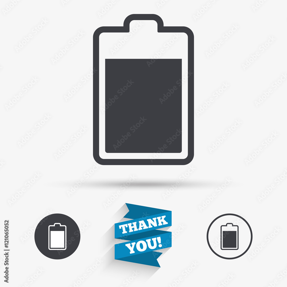 Battery level sign icon. Electricity symbol. Battery level sign icon. Electricity symbol.