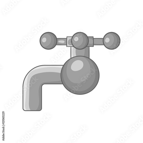 Valve on pipe icon in black monochrome style isolated on white background. Plumbing symbol vector illustration