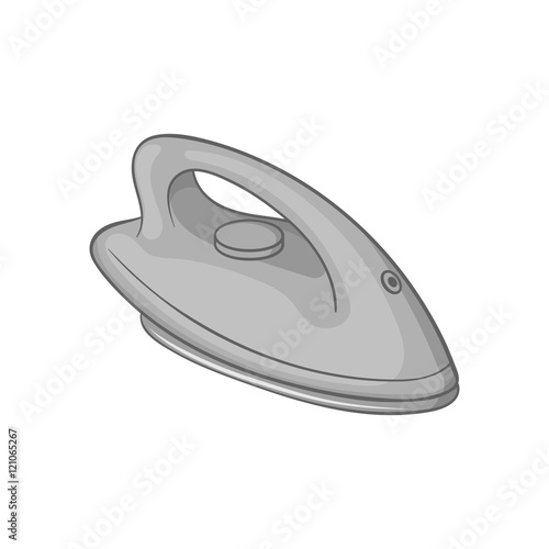 Iron icon in black monochrome style isolated on white background. Appliances symbol vector illustration