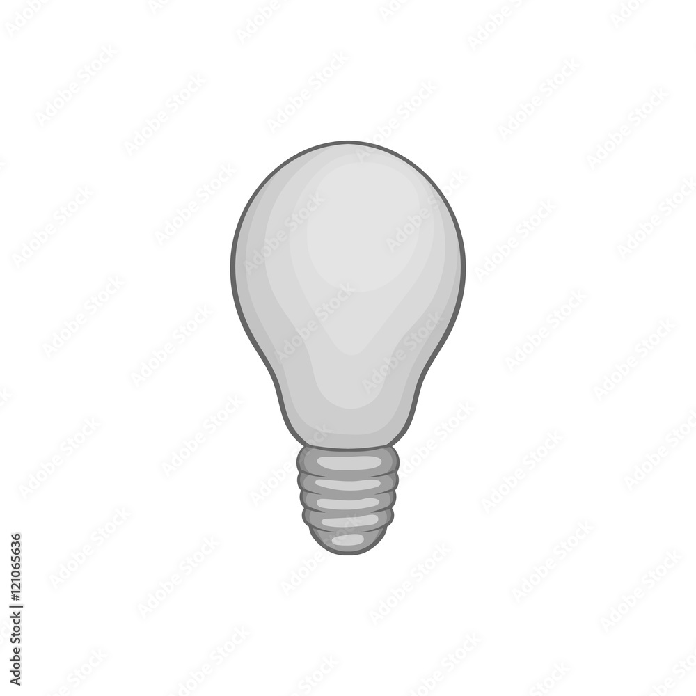 Light bulb icon in black monochrome style isolated on white background. Lighting symbol vector illustration Light bulb icon in black monochrome style isolated on white background. Lighting symbol vector illustration
