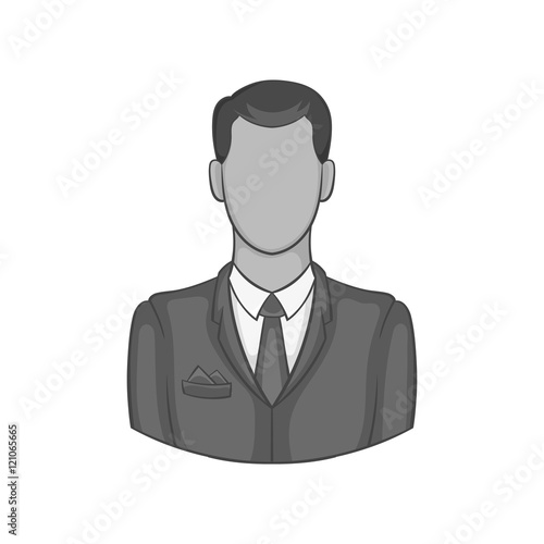 Man in suit avatar icon in black monochrome style isolated on white background. People symbol vector illustration