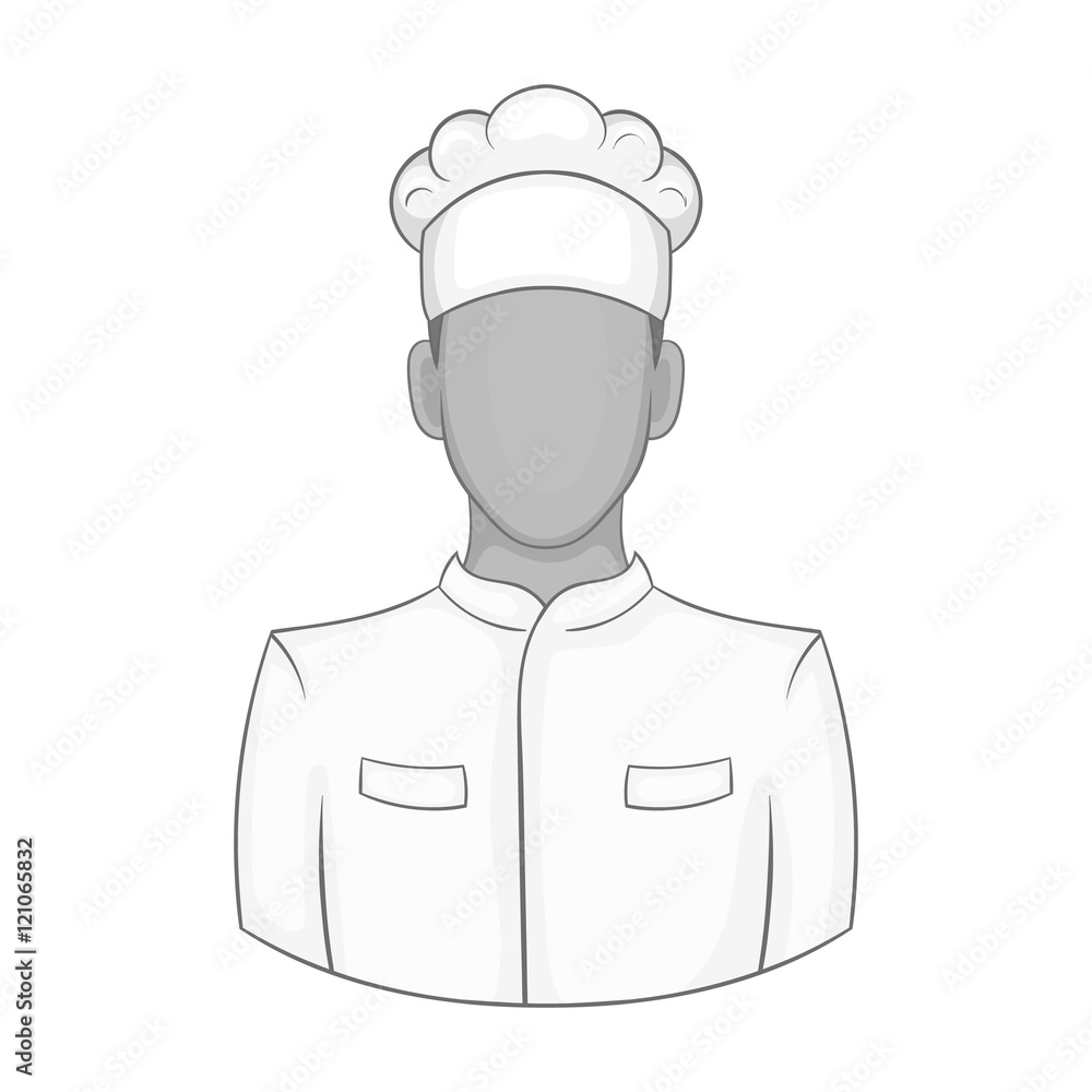 Chef icon in black monochrome style isolated on white background. Job symbol vector illustration Chef icon in black monochrome style isolated on white background. Job symbol vector illustration
