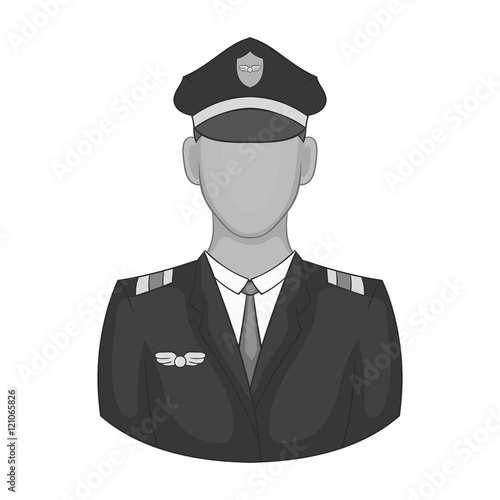 Pilot icon in black monochrome style isolated on white background. People symbol vector illustration