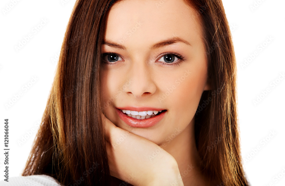Smiling beautiful brunette young woman Smiling beautiful brunette young woman