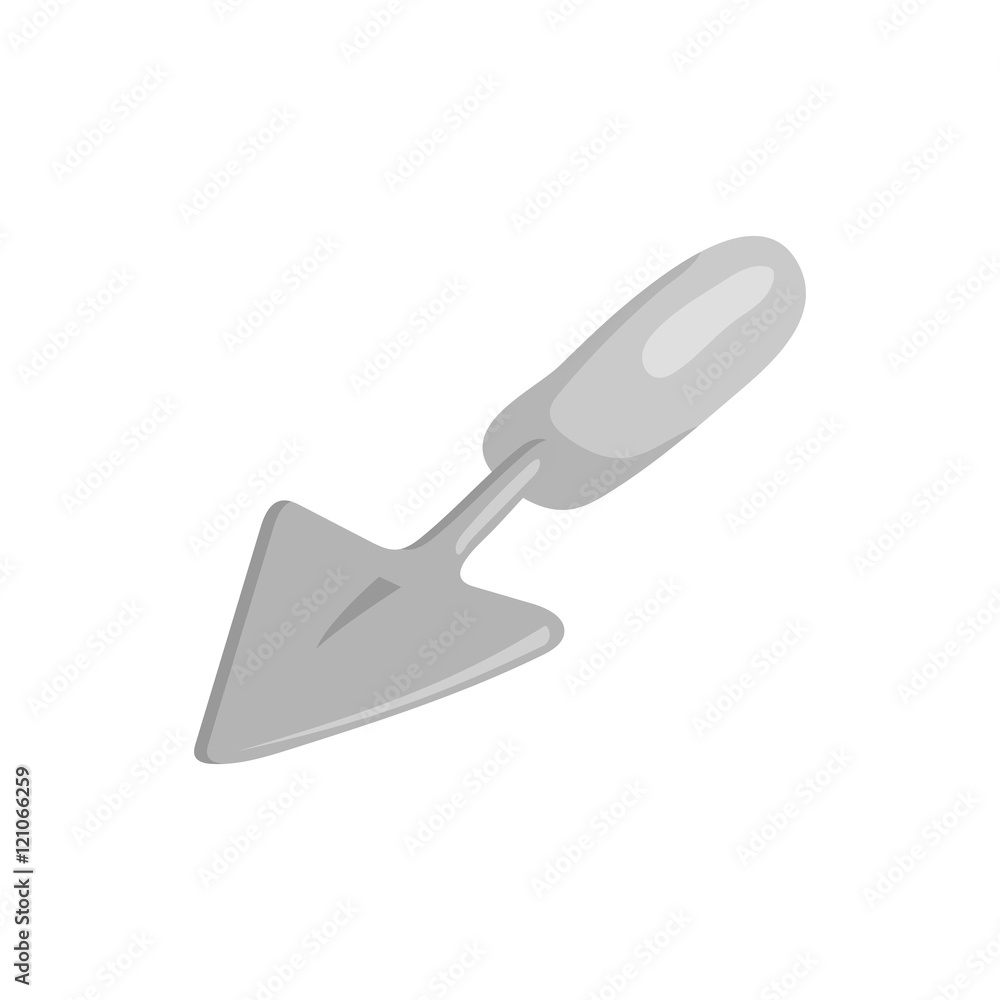 Trowel icon in black monochrome style isolated on white background. Building tool symbol vector illustration
