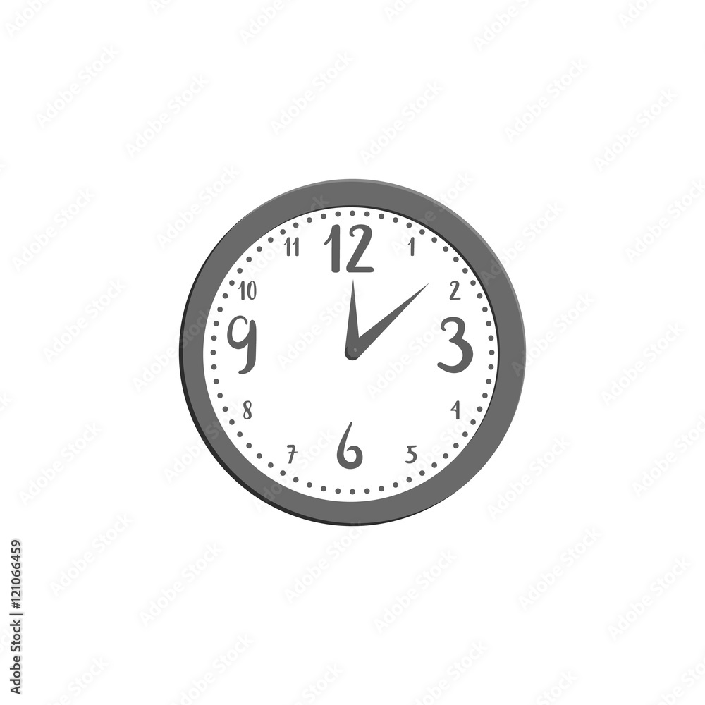 Wall clock icon in black monochrome style isolated on white background. Time symbol vector illustration Wall clock icon in black monochrome style isolated on white background. Time symbol vector illustration
