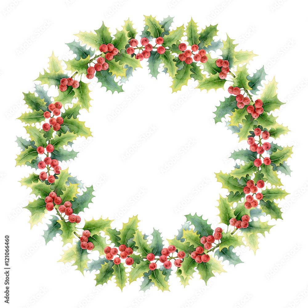 Circle Christmas composition with holly Circle Christmas composition with holly