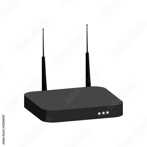 Modem icon in black monochrome style isolated on white background. Internet symbol vector illustration