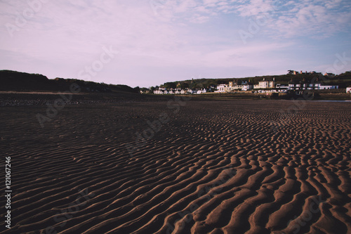 View of Bude in Cornwall from the beach Vintage Retro Filter.