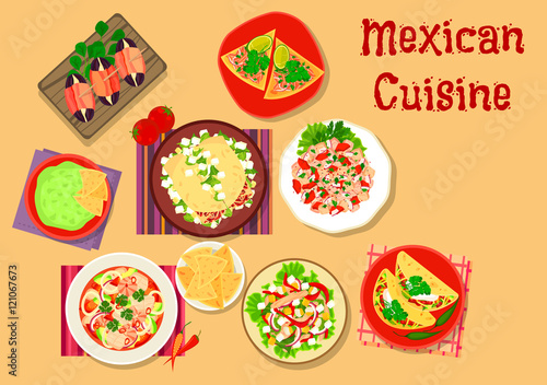 Mexican cuisine spicy snack and salad icon