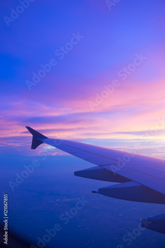 Sunset sky from the airplane window