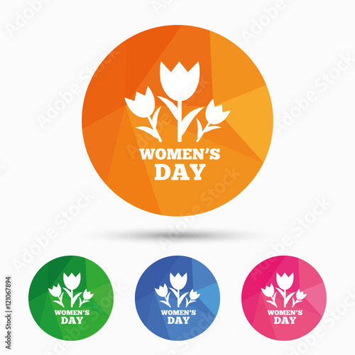 8 March Women s Day sign icon. Flowers symbol.