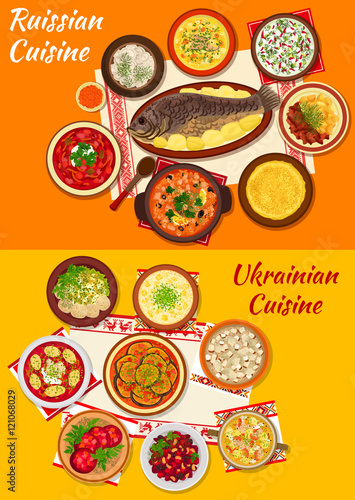 Russian and ukrainian cuisine lunch menu icon