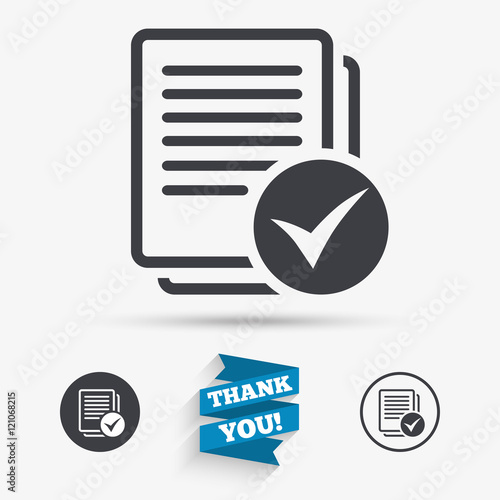 Text file sign icon. Check File document symbol.